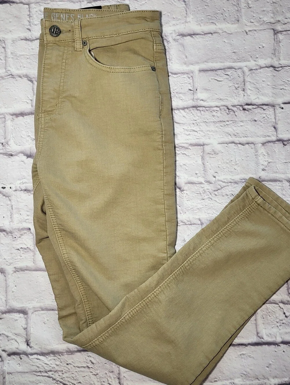 VGB Vintage Genes Black Mens Comfort Jeans Khaki Tan 30x32 Stretchy Terry Denim